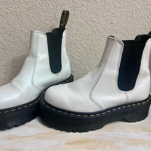 Dr. Martens White Platform Ankle Boots